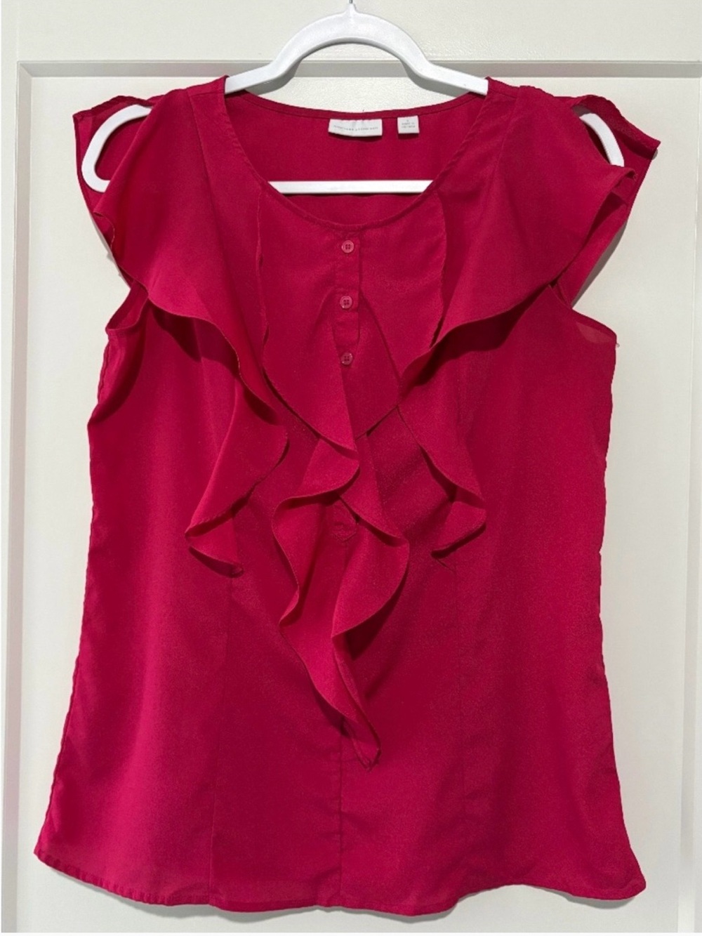 New York & Company Pink Ruffle Blouse